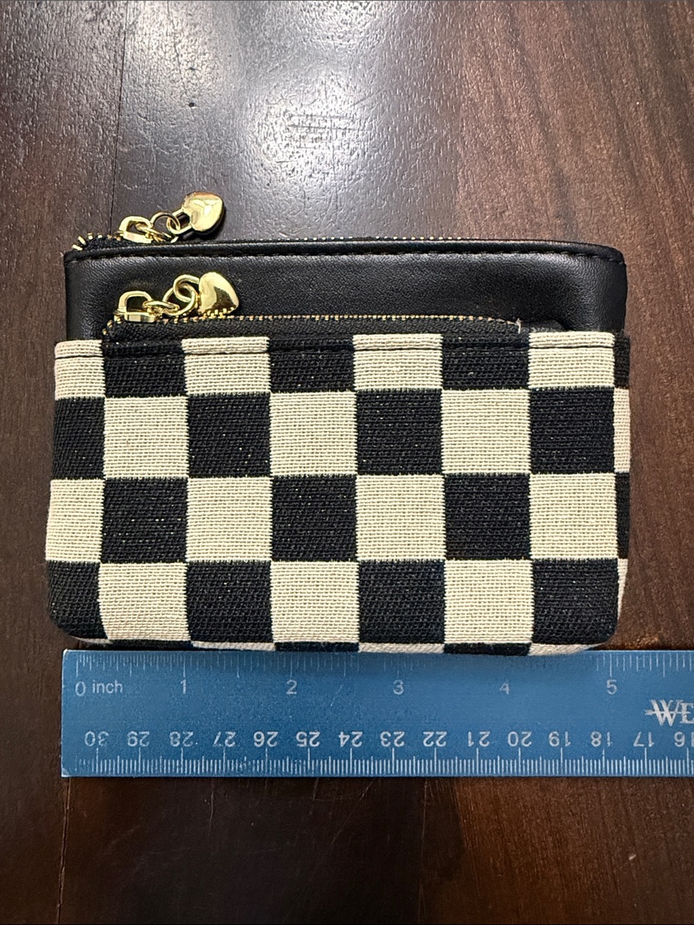 Black & Cream Checker Zip Pouch Wallet - Women Bags - Picture 2 of 3
